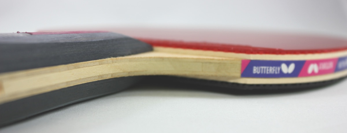 Butterfly Nakama S-7 Racket: Sideview of blade and rubber